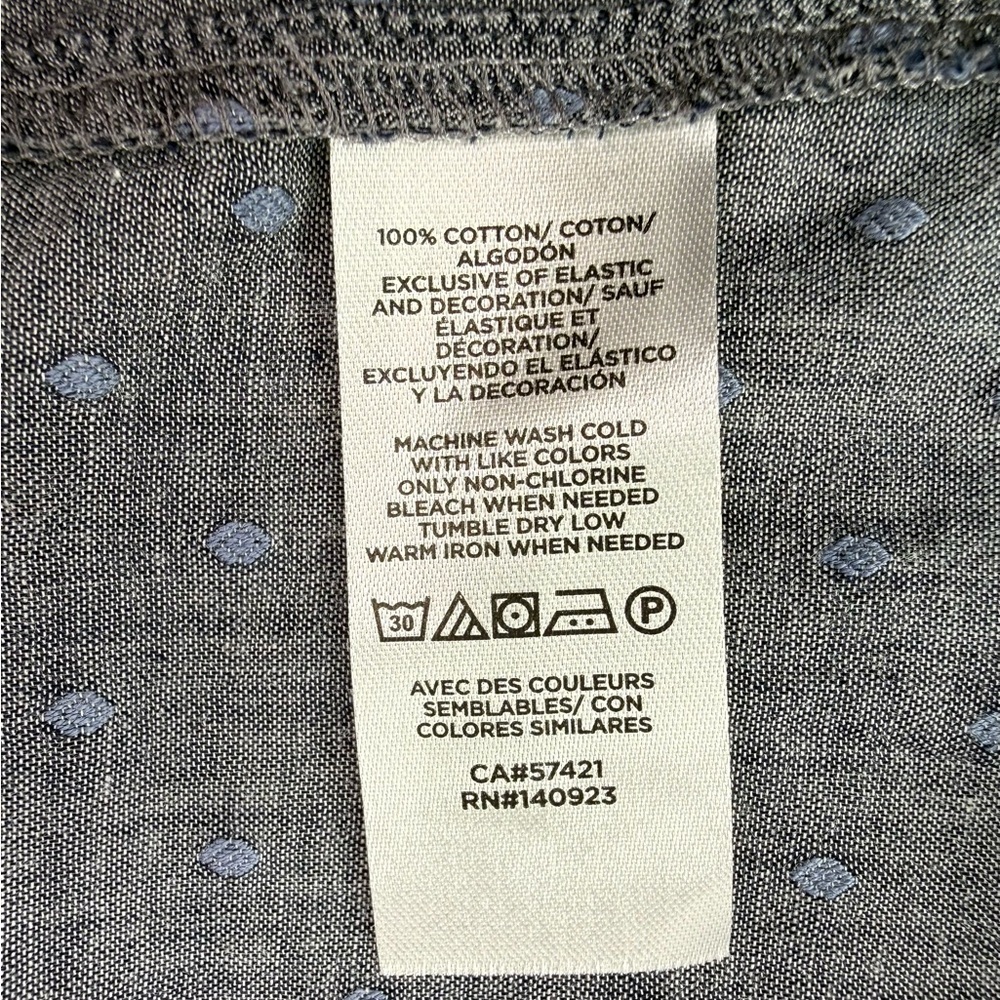 LOFT Smocked Chambray Top Swiss Dot Texture Details Size Medium - Picture 5 of 7